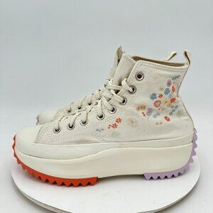 Converse Run Star Hike Hi Women Size 10 A01583C Embroidered Floral Platform Shoe